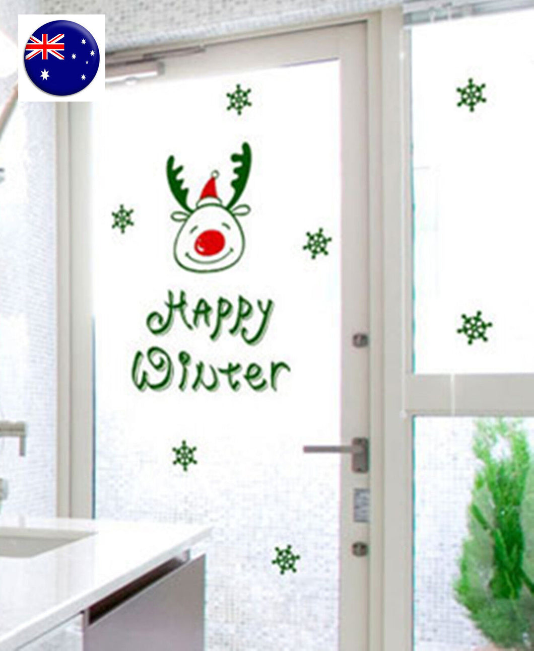 Merry Christmas Happy Deer Removable Art Vinyl Window Door Sticker Wall Decor