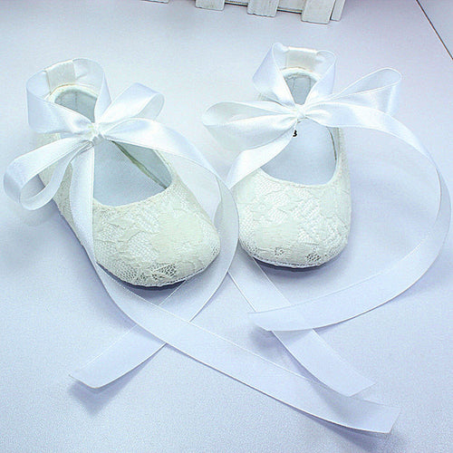 Baby Shower Girls Kids Christening Ballet White Lace Adorable Gem First Shoes