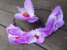 Women Purple Orchid Flower Girl Fairy Hair Headband Crown Garland+ bracelet