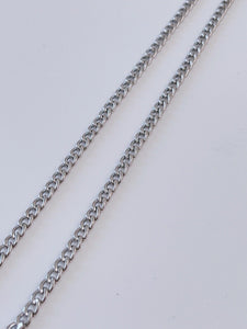 Men silver color Stainless steel Titanium plated Flat Thick Chain Necklace 55cm