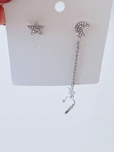 NEW Women Girls Crystal Celestial Stars Moon Studs Party Earring with side Cuff