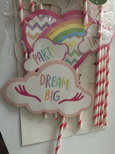 Girl Kids Unicorn pony rainbow Birthday Party Selfie Photo Booth Prop Game Signs