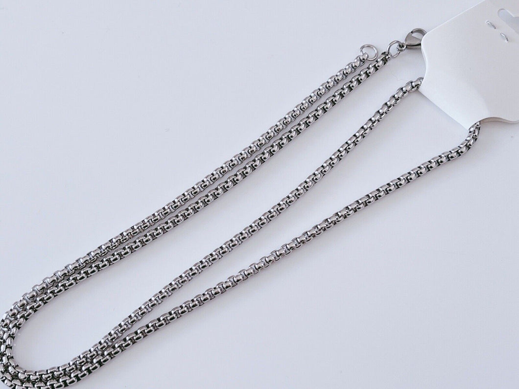 Men Silver color Stainless steel Titanium Plated Long Chain Necklace 3.5x70cm