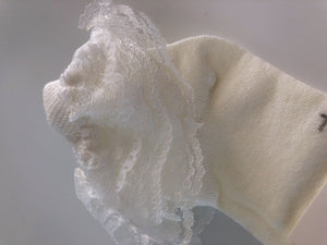 Girl Cream White Fancy Ankle Ruffle Frilly Short Lace Cotton Socks 15cm 3-6years