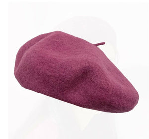 Women Warm Wool Blend Beanie French Artist Taro Magenta Round Beret Hat Cap