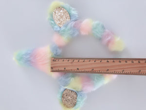 Womens Girl Fluffy Rainbow Unicorn Horn Costume Ear Party Hair band headband