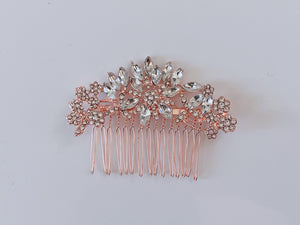 Women Rose Gold Crystal Flower Leaf Bride Hair Comb hair Jewellery Clip Pin