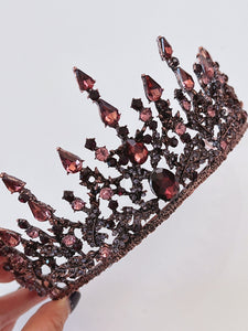 Women Purple Crystal Retro Black Bronze Queen Hair Headband Head Crown Tiara