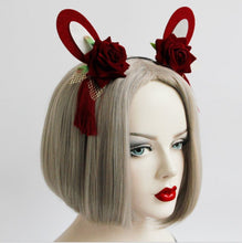 Women Girl Red Bunny Rabbit Rose Ear Easter Costume Party Hair Headband Band