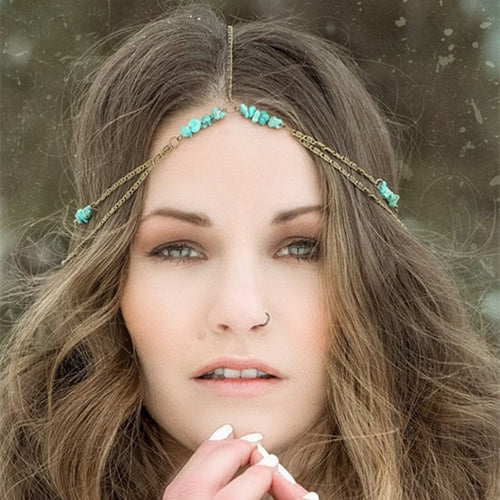 Women Lady Metallic Turquoise bronze BOHO Party Hair head band Cuff Headband