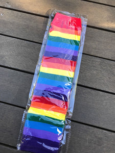 Women Girl Party Rainbow colorful Stripe Long Arm Fingerless Gloves Mittens