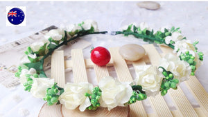 Lady flower Fairy wedding Creamy White flower Party Hair Headband Crown Garland