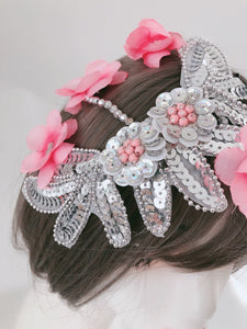 Pink Flower Race Prom Performance Dance Party Hair Head headpiece Fascinator