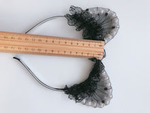 Women Girl Black Fancy Lace Pearl Cat Ears Party Hair Head Headband band hoop