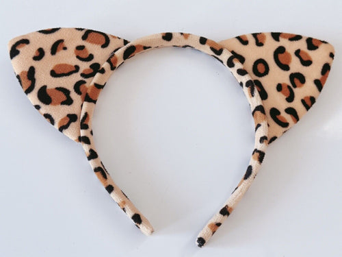 NEW Women Girl Beige leopard animal Cat Dots Ears Party Hair Headband band Hoop