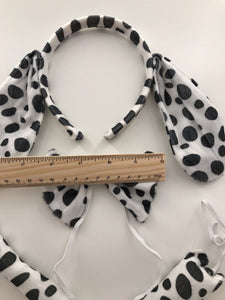 Women Kid Child Dalmatian Dot Dog Costume Ear tail Party Hair head band Prop set
