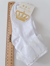 Women Teen Girls Pure White Ankle Ruffle Frilly Short Lace Dress Crew Socks
