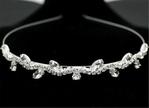 Women Girl Silver Crystal Leaf Party Hair Head Band Headband Hoop headpiece