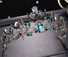 Women Retro Green Black crystal Rhinestone Party Hair Headband Crown Tiara