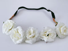 Women Cream White flower Girl Braided Beach Elastic Hair Band Headband Garland