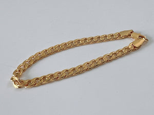 6mm thickness Men Women 18K Gold Plated Curb Link Chain Wrist Bracelet 8inch