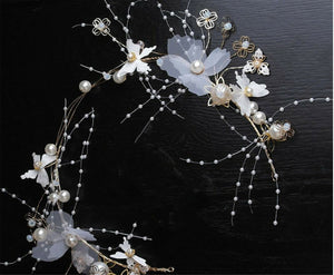 Women Lady White Lace Butterfly Fascinator Headband Hair Piece