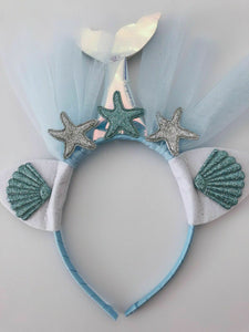 Mermaid Tail Lace Veil Scale Shell Star Dance Party Hair Head band Headband hoop