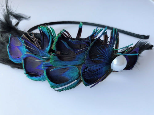 Women Girl Peacock Feather Party Race Melbourne Cup Hair Headband Fascinator