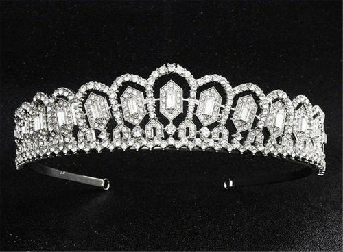 Women Bride Wedding Classic Prom Party white Crystal Rhinestone Tiara Crown - Air Diva Fashion