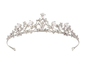 Women Bride wedding Party Rhinestone Silver white Zircon Crystal Tiara Crown