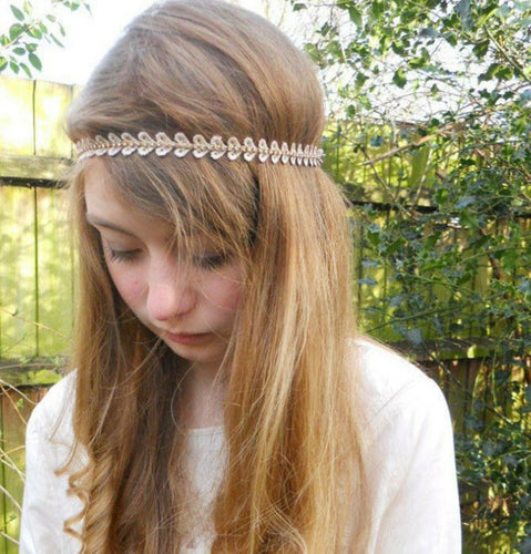 Women Girl Ethic BOHO Crochet Heart Crystal Elastic Hair head band Headband