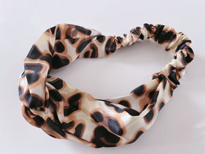 Women Satin Leopard Yoga Party Cross Elastic Hair head band Headband Bandana