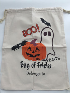 Halloween Party Favors Treat or Trick Candy Pumpkin Bag String Cotton Canvas Bag