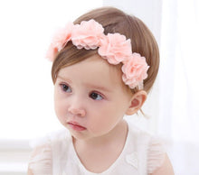 Baby birthday Girl Kid BOHO Pink chiffon Flower Elastic Hair head band Headband