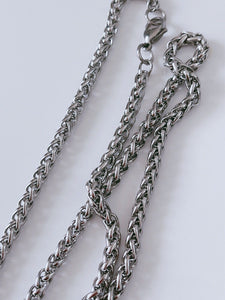 Men Silver color Stainless steel Titanium Plated Braided Chain Necklace 4.5x50cm