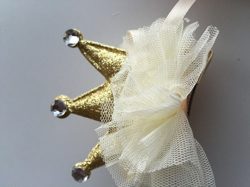 NEW Girl Kid Child Baby Shower birthday Party Crown Tiara Hair head Clip Prop GOLD hair clip