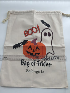 Halloween Party Favors Treat or Trick Candy Pumpkin Bag String Cotton Canvas Bag