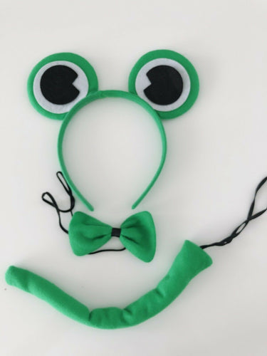 Lady Girl Boy Kids Green Frog hair head headband band Tail Bowtie party PROP set