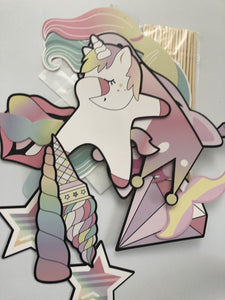 Girl Kids rainbow Unicorn pony Birthday Party Selfie Photo Booth Prop Game Sign