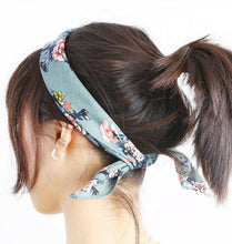 Women Girl Retro Flower Green Flower Cotton Bandana Hair Band Headband Scarf