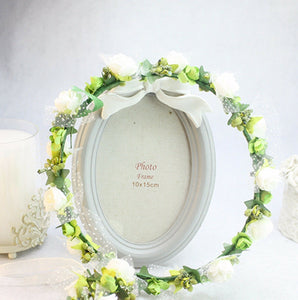 Women wedding White Flower bride leaf Party Hair Headband Crown Prop Garland