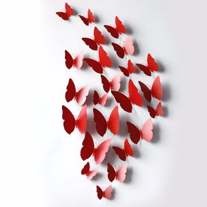 12PC Christmas Wedding Red Butterfly Party Magnetic Home Decorations