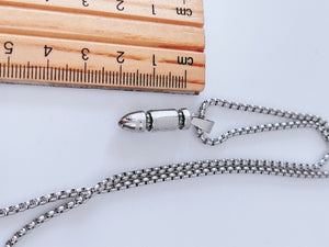 Women Men Bullet shape Pendant Stainless Steel Titanium Long Chain Necklace