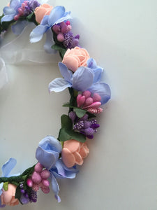 Women Purple flower Girl Fairy wedding Bride Party Hair Headband Crown Garland