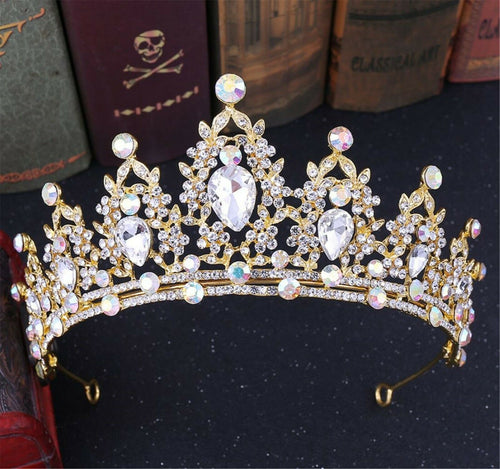 NEW Women Gold Rhinestone Crystal Wedding Bride Party Hair Headband Crown Tiara