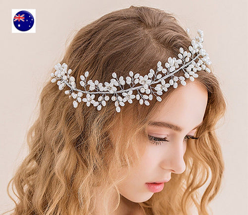 NEW Women Party dance Pearl Wedding Bride Melbourne Cup Hair Headband Headpiece