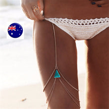 Women gold Boho beach thigh leg tassel body turquoise chain metallic jewellery
