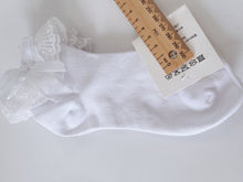 Lady Girl Pure White Ankle Ruffle Frilly Short Lace Dress Bow Crew Socks AUS 4-6