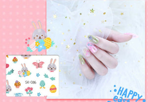 AU 2x Happy Easter Bunny egg chicken nail Beauty Art DIY Nail Stickers Decal