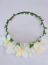 Women flower Leaf Beige Cream White Beach Party Hair Headband Crown Garland